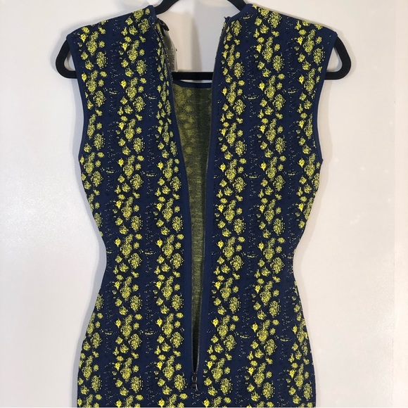 BCBGMAXAZRIA "Jose" Python Jacquard Bodycon Sheath Dress Blue Sleeveless - Picture 11 of 14